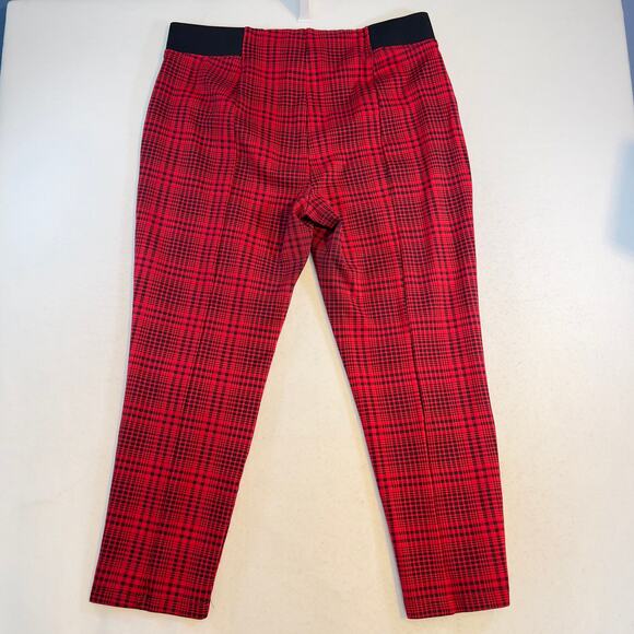 Terra & Sky Stretch Pull On Pant Ankle Woman's 1X (16W-18W) Red Black Plaid - Picture 3 of 12